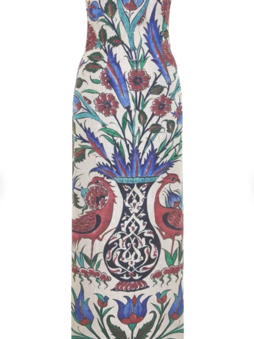 Cultmia Sarnic Strapless Botanical-Print Maxi Dress - White Blue & Red Floral - Picture 3 of 8